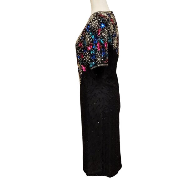 VTG Mark & John Beaded Sequins 100% Silk Cocktail Dress with Sweetheart Neckline - Picture 6 of 16